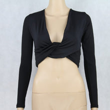 Sexy Women Short T-Shirts Deep V-Neck Cross Slim Crop Tops Long Sleeve Tee Shirt femme Camisetas Feminina IMY66