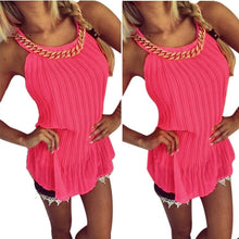 Sexy Women Casual Chiffon Blouse Chain Sleeveless Tank Tops Shirts Camisa feminina blusa feminino IMY66