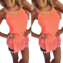 Sexy Women Casual Chiffon Blouse Chain Sleeveless Tank Tops Shirts Camisa feminina blusa feminino IMY66