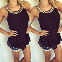 Sexy Women Casual Chiffon Blouse Chain Sleeveless Tank Tops Shirts Camisa feminina blusa feminino IMY66