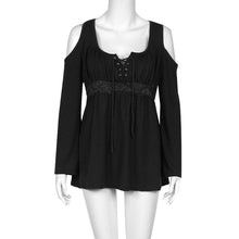 Sexy Women's Bandage Blouse Tops Long Sleeve Lace Splice Off Shoulder Casual Tops Blouse Shirts blusas feminina IMY66