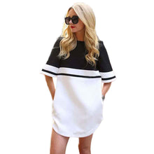 Simple Designer Women Dress T-Shirt Dresses Black White Color Short Sleeve Loose Mini Dress vestidos IMY66