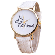 Simple Watches Women English Letter Pattern PU Leather Band Watch Ladies Analog Quartz Vogue Wrist Watches Reloj Mujer IMY66