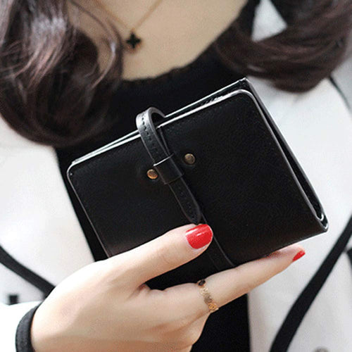 Solid Vintage Matte Women Short Wallet Small Female Purse Carteras Mujer Femininas short wallet purse IMY66