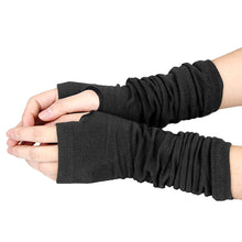 Women Ladies Girl Long Cashmere Blend Fingerless Gloves Arm Sleeve Warmers Mittens Arm Warmers 34cm IMY66