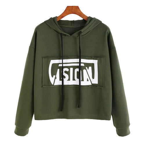 Street Women Short Sweatshirt T-Shirts Casual Slogan Print Long Sleeve Hoodie Sweatshirt Tops camisetas y tops IMY66