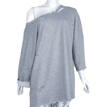 Street Womens Casual Sweatshirt Hole Long Sleeve Bat Sleeve Pullover Long Tops Shirt Hoodies camisas feminina IMY66