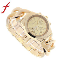 Stylish Womens Dresses Watch Luxury Stainless Steel Cowboy Chain Bracelet Band Quartz Wristwatch IMY66