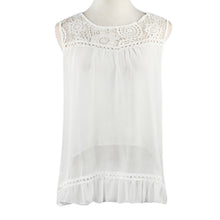 Boho Women Chiffon Blouse Lace Crochet Vest Tank Tops Casual Sleeveless O-neck Tops Shirt Blouses blusas IMY66