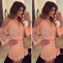 Dress Women Sexy Off Shoulder Long Sleeve Tunic Chiffon Party Dress Ladies Casual Dress Vestido Femininos IMY66