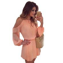 Dress Women Sexy Off Shoulder Long Sleeve Tunic Chiffon Party Dress Ladies Casual Dress Vestido Femininos IMY66