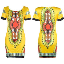 Dress Women Casual Traditional African Print Dashiki Bodycon Bandage Dress Sexy Short Sleeve Dress vestidos IMY66