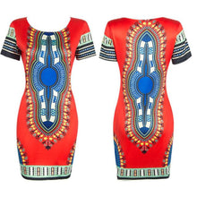 Dress Women Casual Traditional African Print Dashiki Bodycon Bandage Dress Sexy Short Sleeve Dress vestidos IMY66