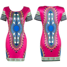 Dress Women Casual Traditional African Print Dashiki Bodycon Bandage Dress Sexy Short Sleeve Dress vestidos IMY66