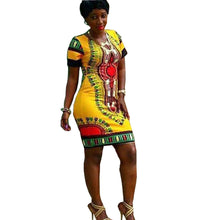 Dress Women Casual Traditional African Print Dashiki Bodycon Bandage Dress Sexy Short Sleeve Dress vestidos IMY66