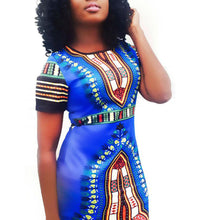Dress Women Casual Traditional African Print Dashiki Bodycon Bandage Dress Sexy Short Sleeve Dress vestidos IMY66