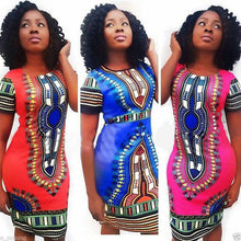 Dress Women Casual Traditional African Print Dashiki Bodycon Bandage Dress Sexy Short Sleeve Dress vestidos IMY66