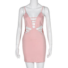 Dress Women Sexy Spaghetti Strap Backless Sleeveless Bandage Bodycon Hollow Party Mini Dress Vestidos femininos IMY66