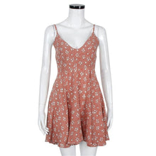 Dress Women Sexy V Neck Floral Print Spaghetti Sleeveless Loose Evening Party Beach Mini Dress Vestidos Femininos IMY66