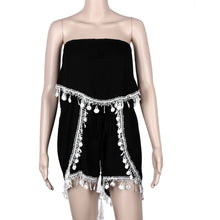 Jumpsuit Women Sexy Off shoulder Short Sleeve High Waist Chiffon Tassel Overall Beach Macacao Feminino Overalls IMY66