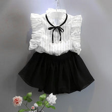 Kids Baby Girls Princess Stripe Shirt Chiffon Culottes Skirt Two Pieces Set Clothes Skirt Suit Girls Clothing Set IMY66