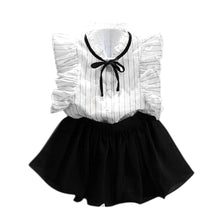 Kids Baby Girls Princess Stripe Shirt Chiffon Culottes Skirt Two Pieces Set Clothes Skirt Suit Girls Clothing Set IMY66