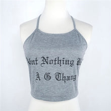 Sexy Crop Tops For Women Ladies Casual Sleeveless Blackless Letter Printed Halter FItness Tank Vest Tops Blusas IMY66