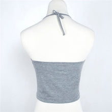 Sexy Crop Tops For Women Ladies Casual Sleeveless Blackless Letter Printed Halter FItness Tank Vest Tops Blusas IMY66