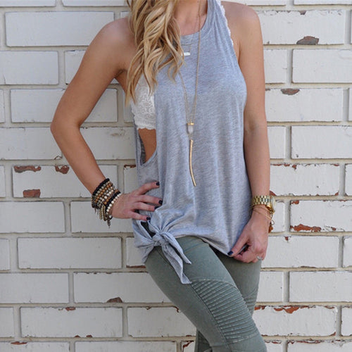 Sexy Irregular Tops Women Tank Tops Loose Fitness Sleeveless Blouse Vest T-shirt Blusas IMY66