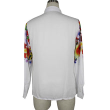 Sexy Playful Floral Butterfly Print White Chiffon Women Blouses Turn-down Collar Tops Lady Shirt blusa IMY66