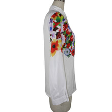 Sexy Playful Floral Butterfly Print White Chiffon Women Blouses Turn-down Collar Tops Lady Shirt blusa IMY66