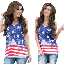 Sexy Women Sleeveless Tops American USA Flag Print Stripes Tank Top for Woman Blouse VesT-Shirt Women Clothing IMY66