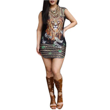 Sexy Women Vest Dress Boho 3D Lion Print Sleeveless Party Beach Mini Dress Sundresses Vestidos femininos IMY66