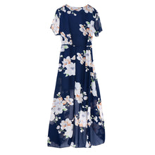 Style Bohemia Boho Women Dresses Sexy Deep V Neck Floral Printed Chiffon Open Fork Long Dress vestidos femininos IMY66