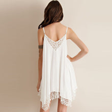 Style Boho Women Sexy Sleeveless Loose Lace Party Short Beach Mini Dress vestidos femininos White Color IMY66