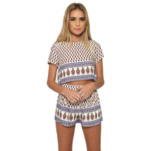 Style Elegant 2 Pieces Set Party Dress Printed Short Sleeve Crop Tops+Dress vestidos femininos IMY66