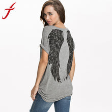Style Angel Wings Print Female Camisetas Short Sleeve Casual Loose Plus Size Top Women harajuku Tee Shirt IMY66