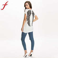 Style Angel Wings Print Female Camisetas Short Sleeve Casual Loose Plus Size Top Women harajuku Tee Shirt IMY66
