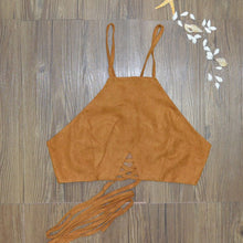 Style Sexy Crop Tops Lace Up Women Cropped Tanks Tops Vest Camis Cute Sleeveless Suede Bodycon Bandage Camisole IMY66