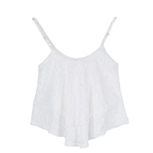 Style Sexy Lace Crop Tops For Women Loose Spaghetti Strap Ruffle Hem Short Cropped Tops Vest Camis Blouses Shirts IMY66