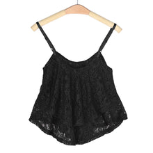 Style Sexy Lace Crop Tops For Women Loose Spaghetti Strap Ruffle Hem Short Cropped Tops Vest Camis Blouses Shirts IMY66