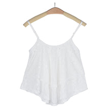 Style Sexy Lace Crop Tops For Women Loose Spaghetti Strap Ruffle Hem Short Cropped Tops Vest Camis Blouses Shirts IMY66