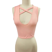 Style Sleeveless Cross Casual Women Tank Top Sexy Hollow Out Black Bustier Crop Tops Fitness Girls Cropped Camis IMY66