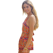 Style Women Beach Dress Floral Print Sexy Backless Frenum Chiffon Bodycon Mini Dress vestidos feminino IMY66