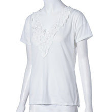 Style Women Casual T-Shirts Sexy V Neck Lace Crochet Vest Top Short Sleeve Tops T-Shirt tee shirt femme IMY66