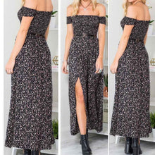 Style Women Long Dress Boho Flower Print Sexy Off Shoulder Beach Dress Open Fork Maxi Dress vestidos femininos IMY66