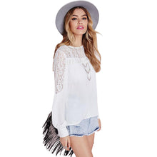 Style Women Long Sleeve Chiffon Blouse Lace White Women Blouses Tops Loose Casual Tops Shirt blusa IMY66