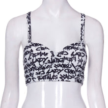 Style Women Sexy Backless Halter Letter Printed Tops Padded Strapless Crop Top Bra Cami Bralette Tank Tops Shirt IMY66