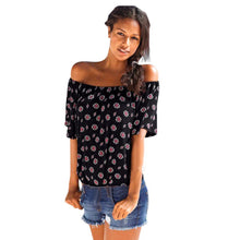 Style Women Sexy Off Shoulder Tops Ladies Short Sleeve Floral Printing Blouse Shirt Blusas Feminino IMY66