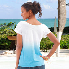 Style Women's T-shirt Casual Gradient Color O-neck Short Sleeve Shirt Loose Tee Shirt Female blusa Tops Camiseta IMY66